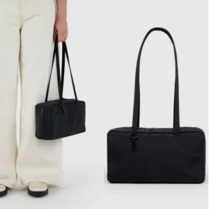 Effen zwarte Nina nylon bowlingtas