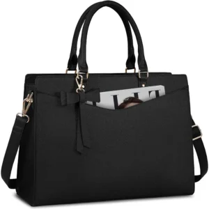Nova Business Laptoptas in zwart met handgrepen en strikdetail